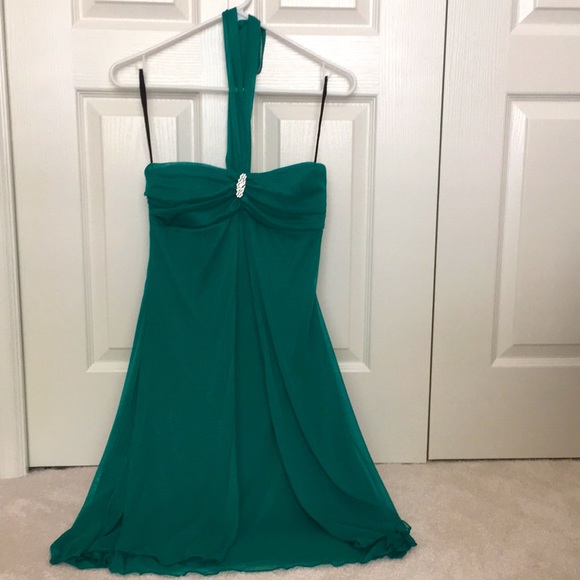 Emerald Green Halter Dress - Picture 1 of 3